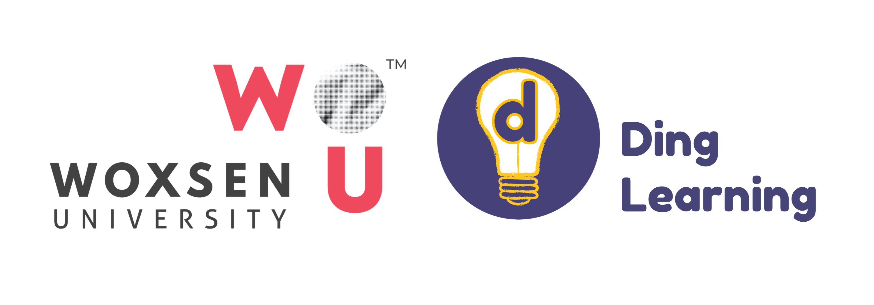 Woxsen University logo and Ding Learning Logo